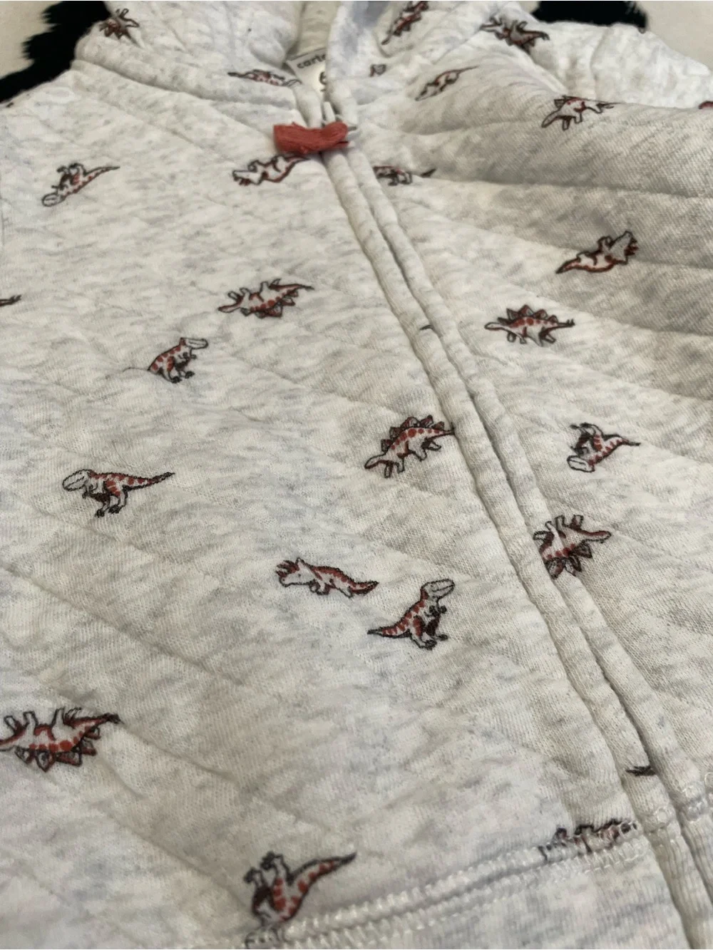 2/$12 Grey Quilted Dino Outfit